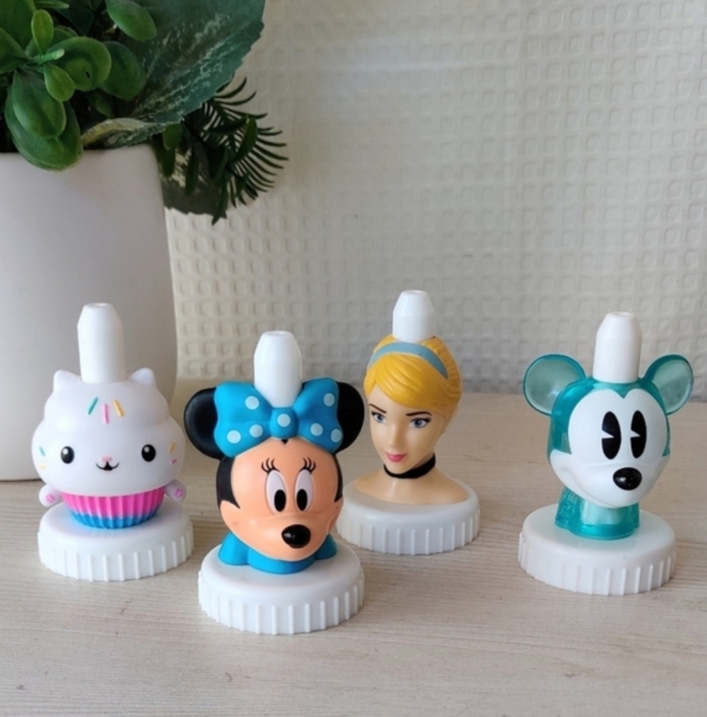 Lot of 4 Good To Grow Juice Toopers, Mickey, Minnie, Cinderella & Cakey Cat